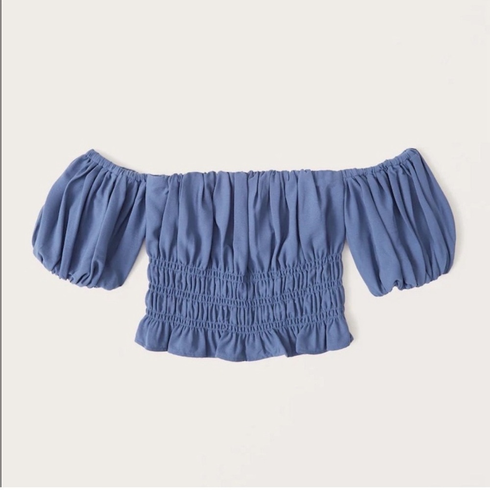 Abercrombie blue cropped off the shoulder top. Size Large